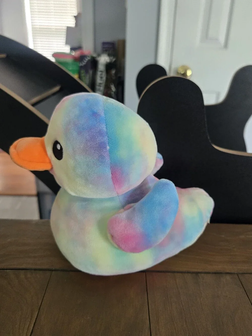 Plush Rainbow Multicolor Rubber Duck with Orange Beak